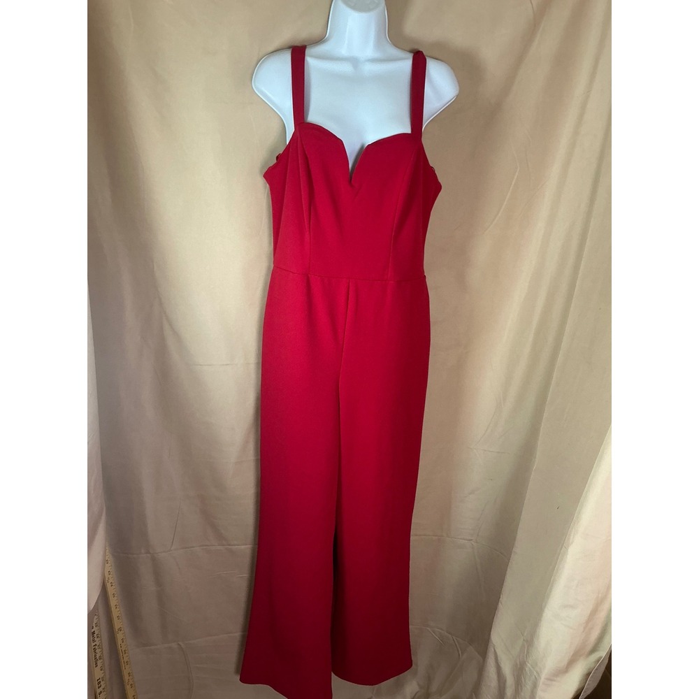 Unbranded Jumpsuit Women Large Red Excellent Wide Leg Notched Sweetheart Formal